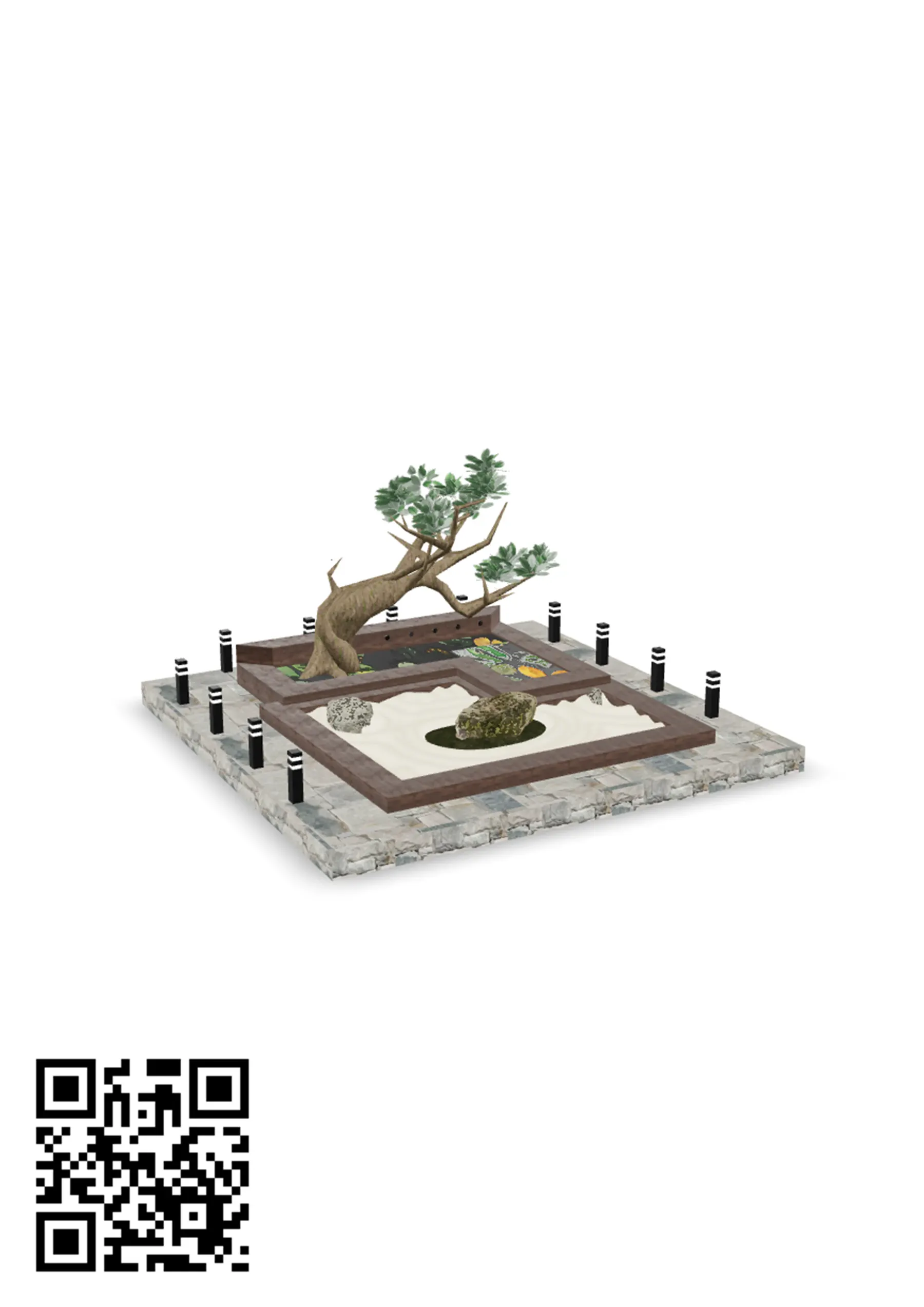 AR Zen Garden poster with QR code
