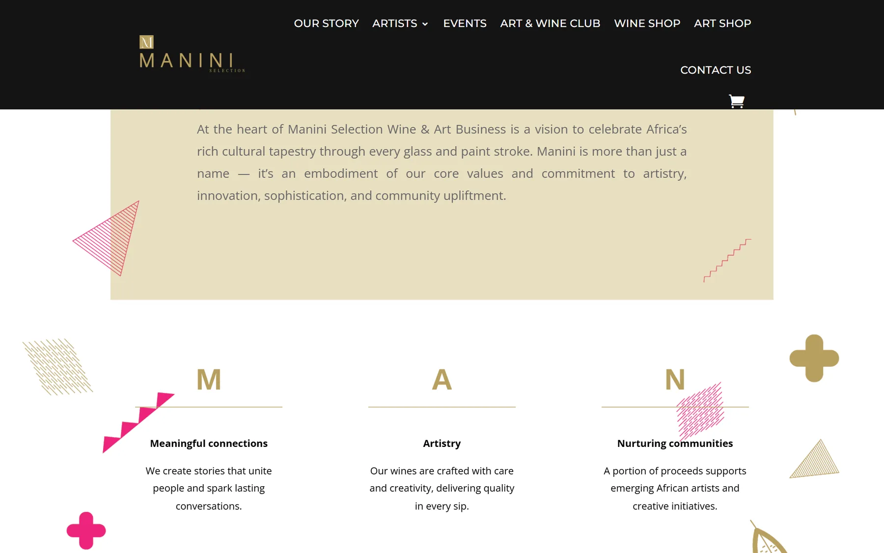 The Manini values, spelled out letter by letter