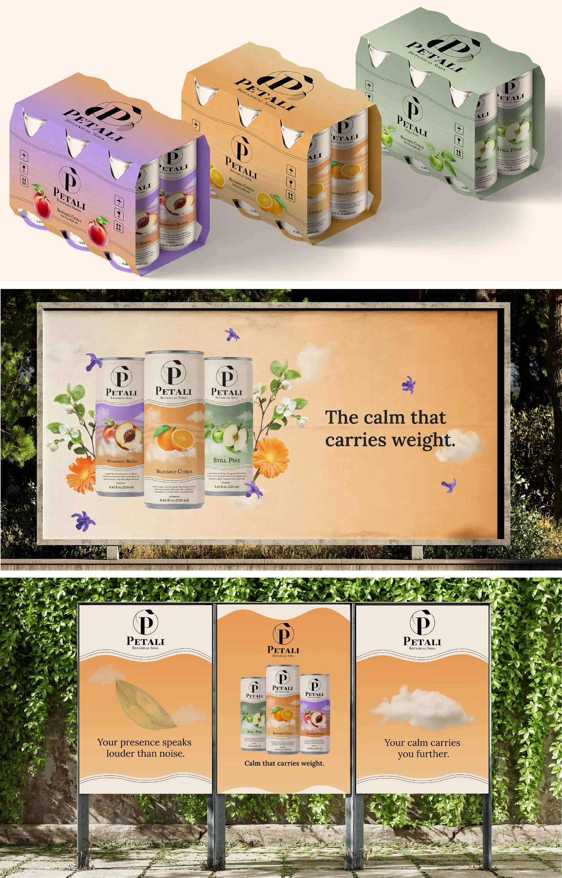 Petali six-pack and billboard mockups