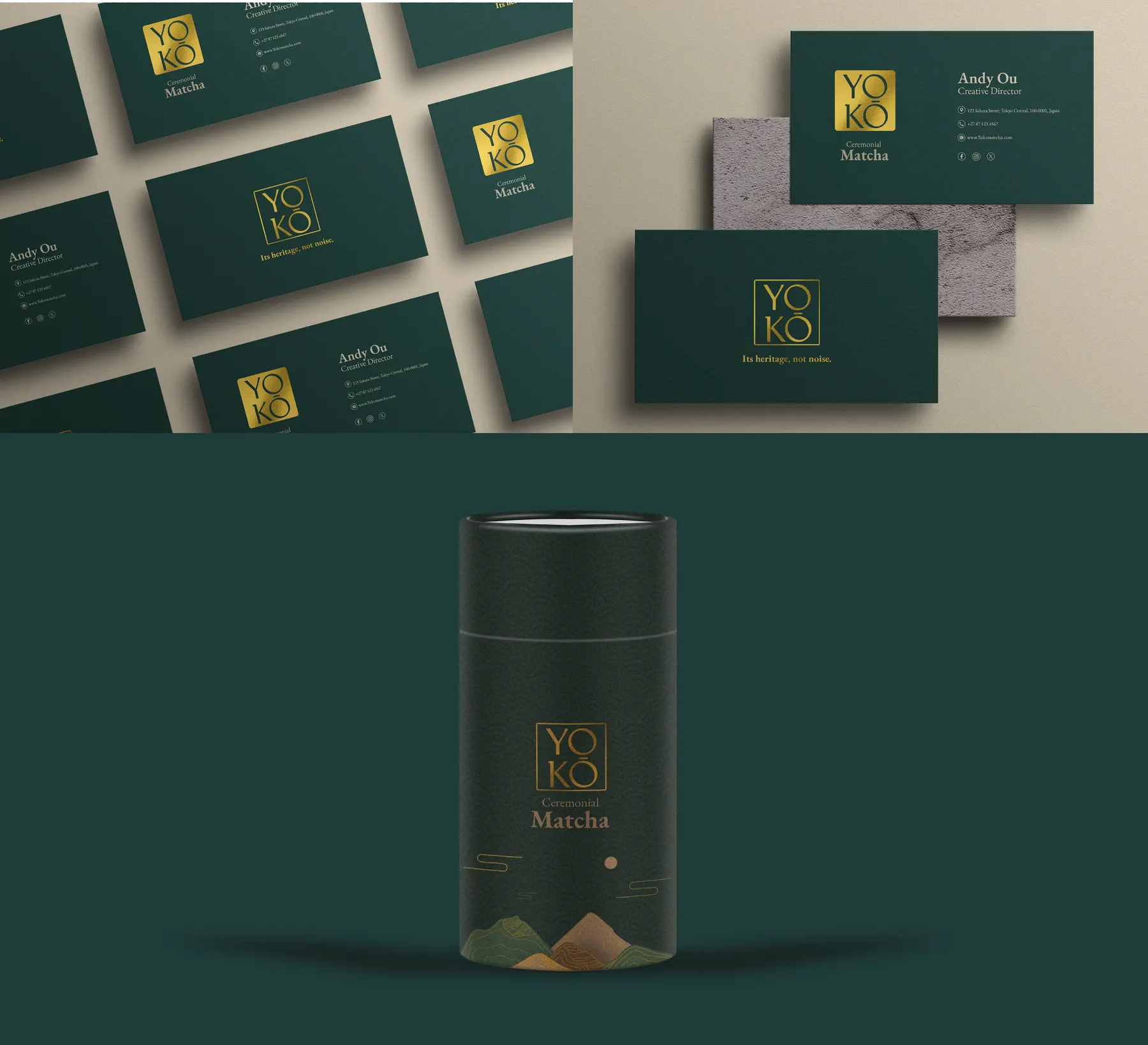Yokō business cards and canister